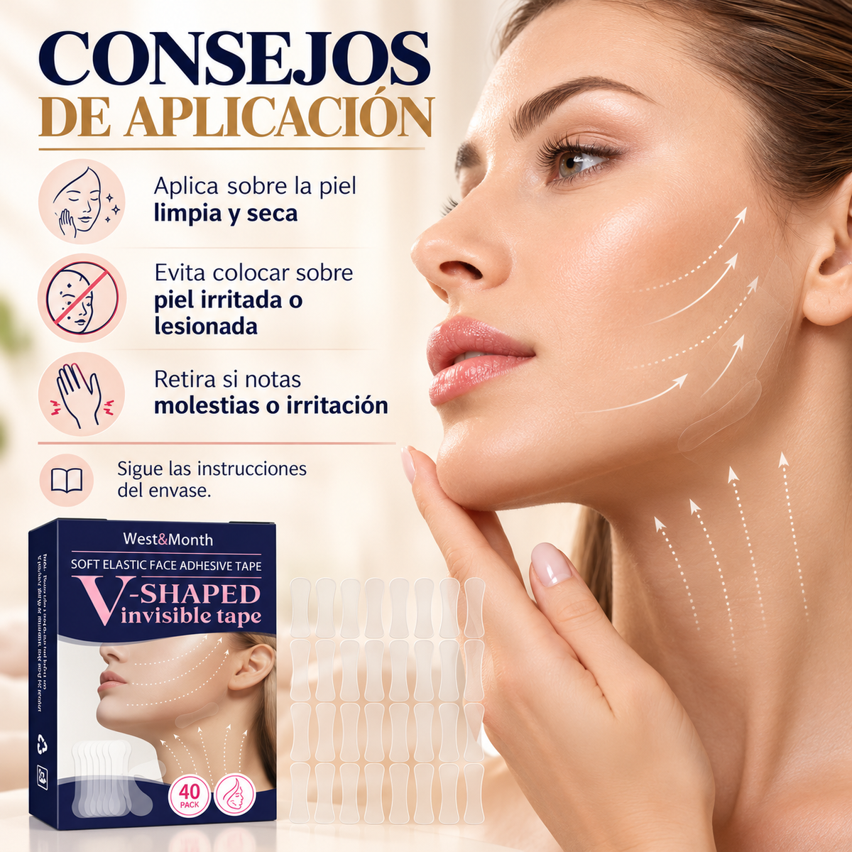ContourLift Pro ™ Cintas Faciales Lifting Invisible – Pack x40 Unidades ✨