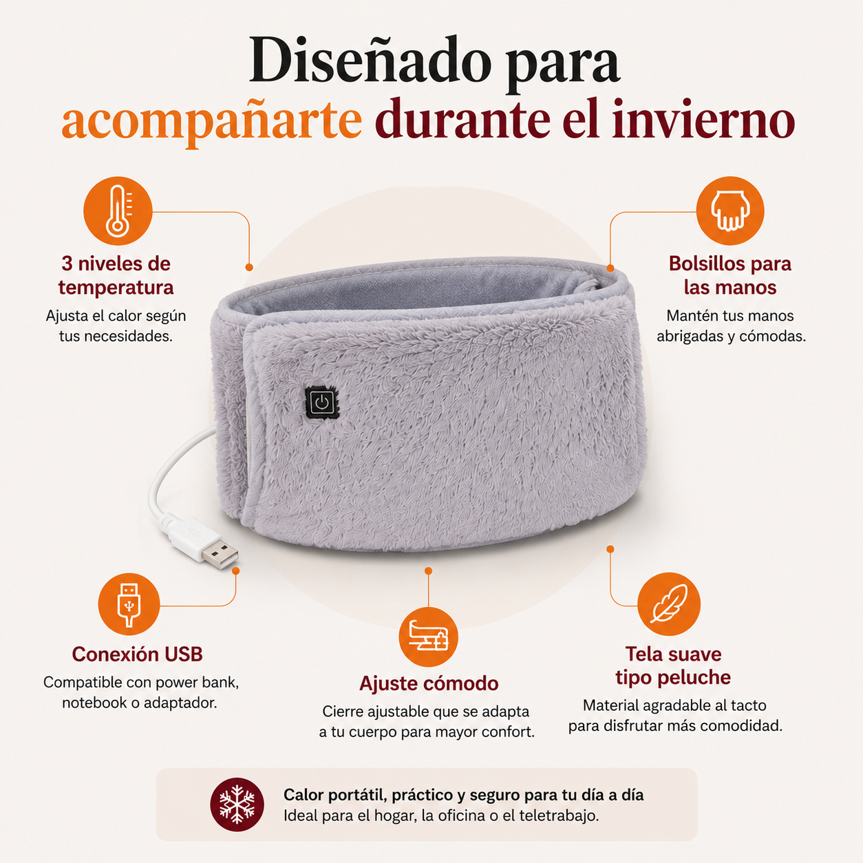 Guatero Eléctrico Portátil 2 en 1 USB.