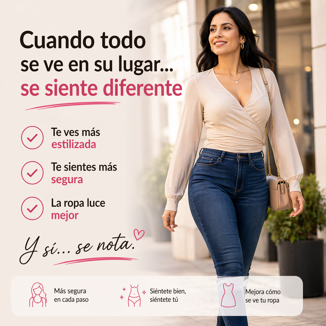 Silueta Pro™ Faja de alta compresión, discreta bajo la ropa.