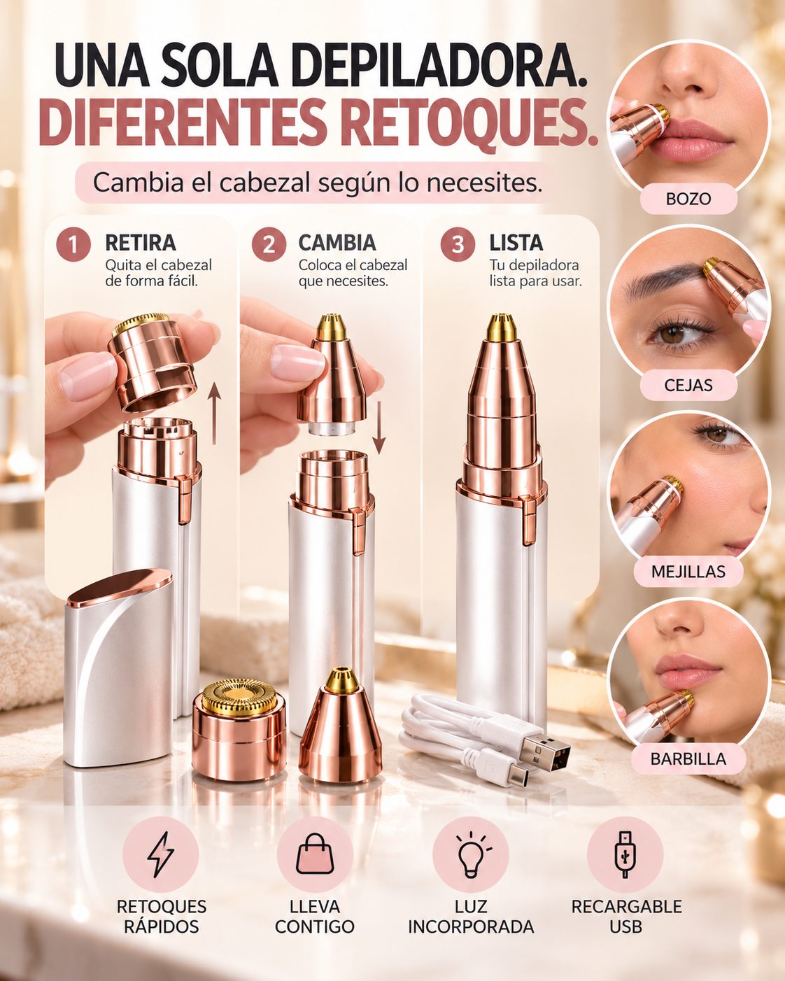 DEPILADOR FACIAL PORTATIL PREMIUM.