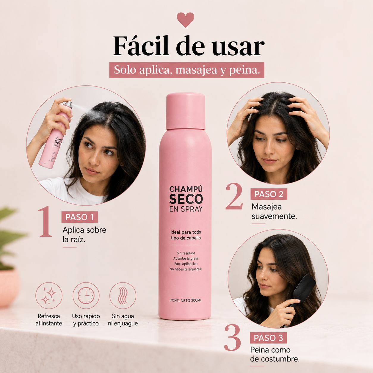 Shampoo Seco en Spray. Pack x 2