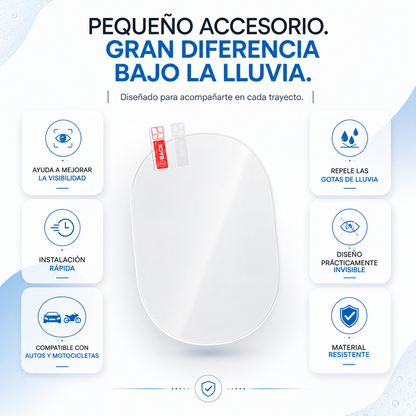 Pack 2 Sticker Anti Lluvia para Espejos Retrovisores Universales.