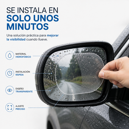 Pack 2 Sticker Anti Lluvia para Espejos Retrovisores Universales.