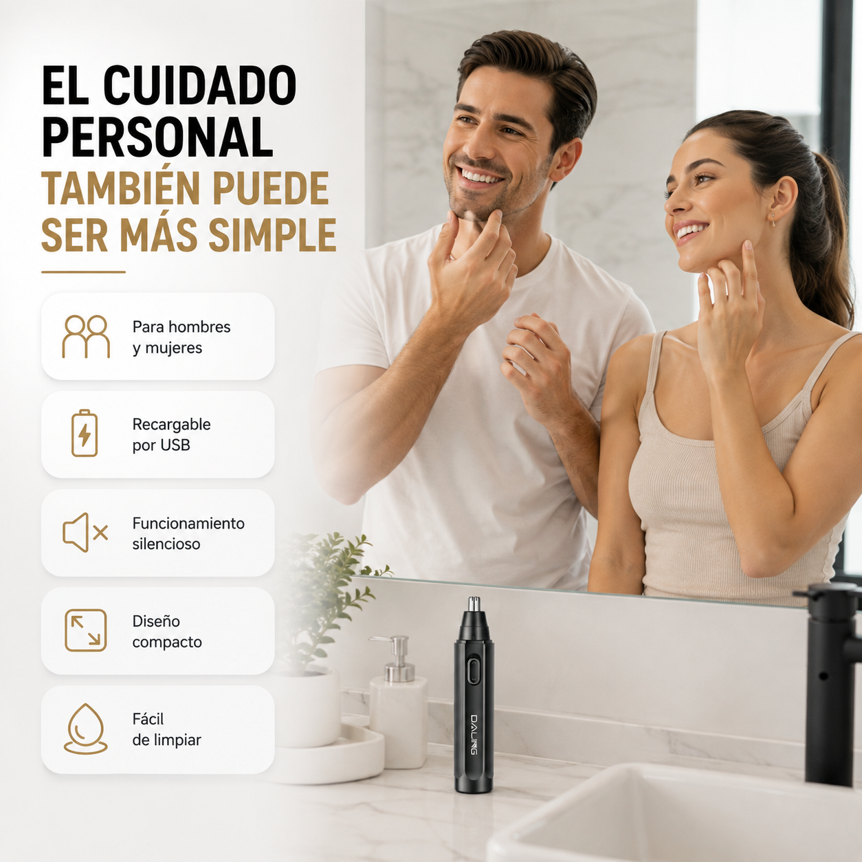 Daling ™ - Depiladora Nariz Y Orejas Recargable.