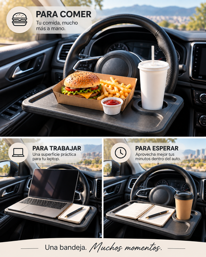 Bandeja para Volante | Convierte tu auto en una mesa en segundos.