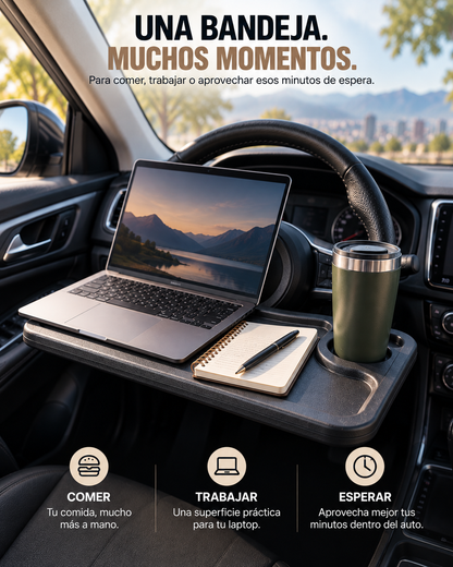 Bandeja para Volante | Convierte tu auto en una mesa en segundos.