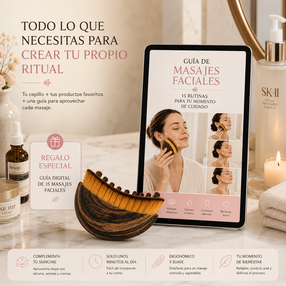 Cepillo drenaje linfático facial