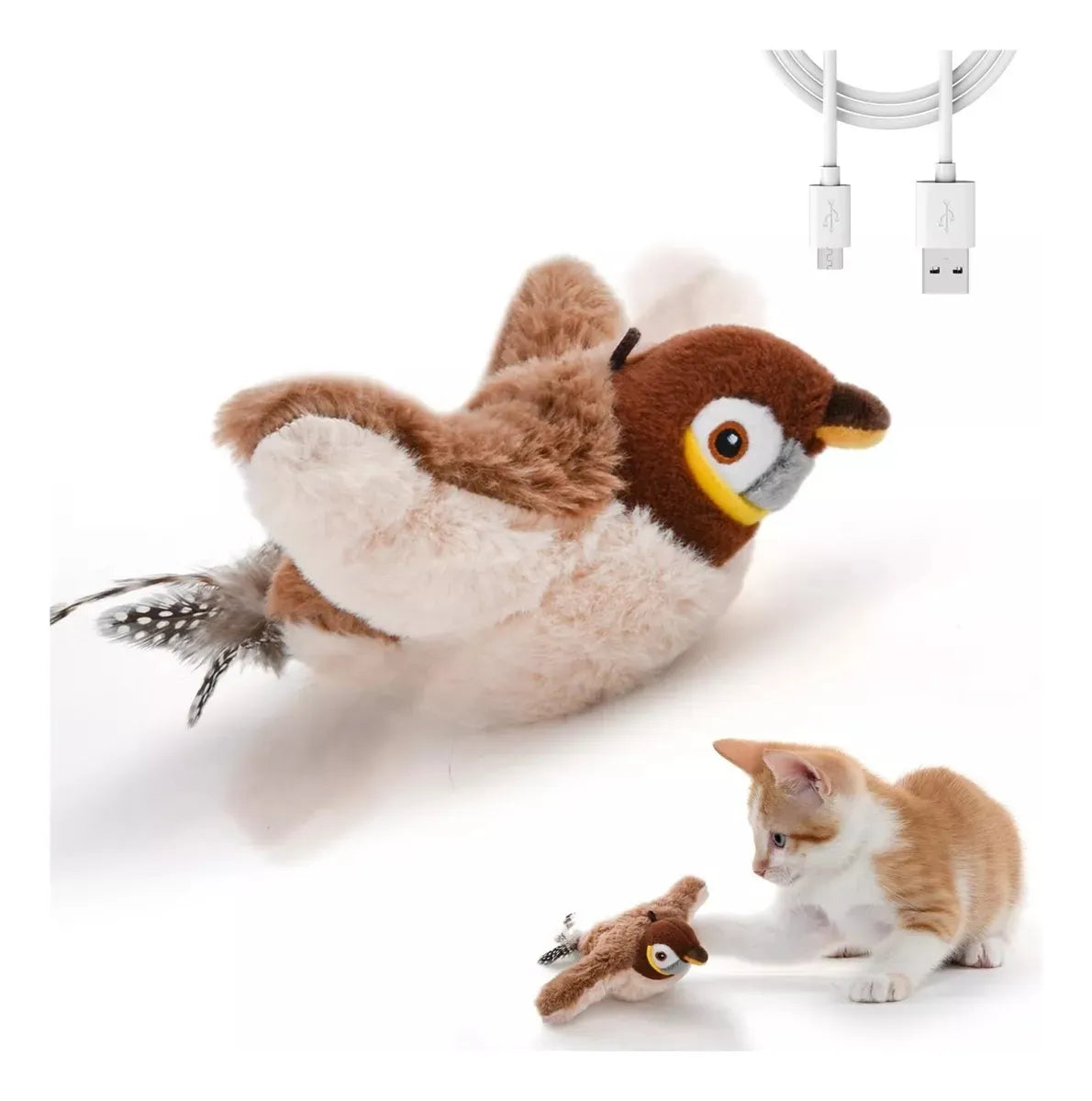 SparrowPlay™ – Gorrión Interactivo con Alas Vibrantes y Aroma a Catnip