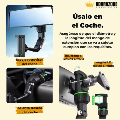 Clip&Go 360 ™   SOPORTE PARA CELULAR RETROVISOR PLUS.