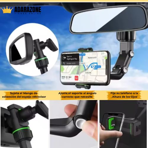 Clip&Go 360 ™   SOPORTE PARA CELULAR RETROVISOR PLUS.