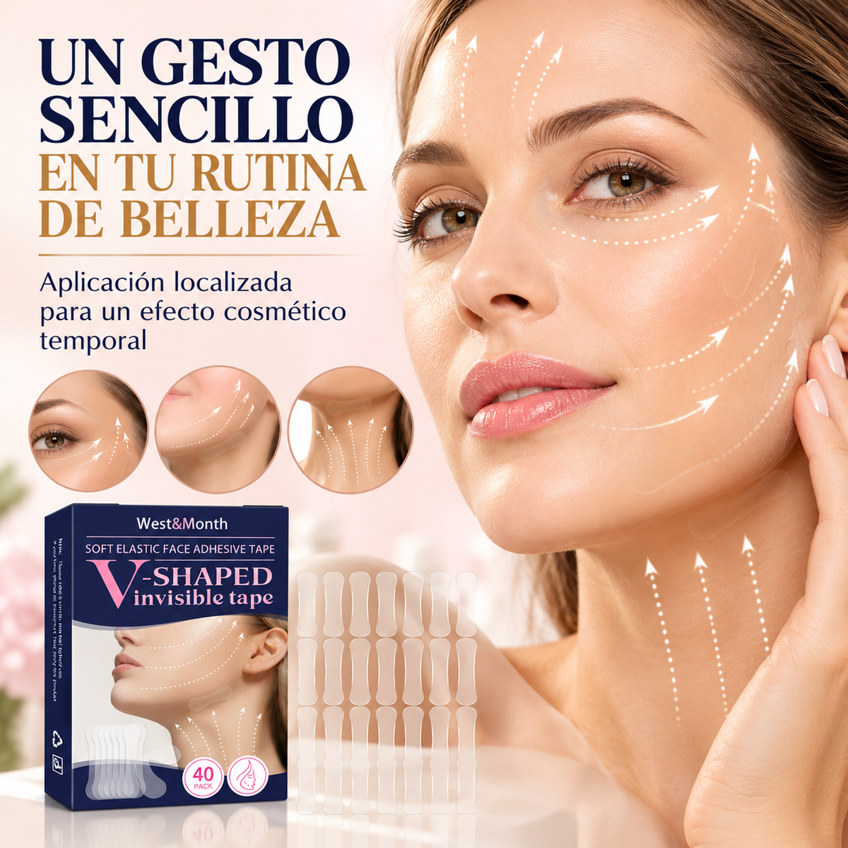 ContourLift Pro ™ Cintas Faciales Lifting Invisible – Pack x40 Unidades ✨